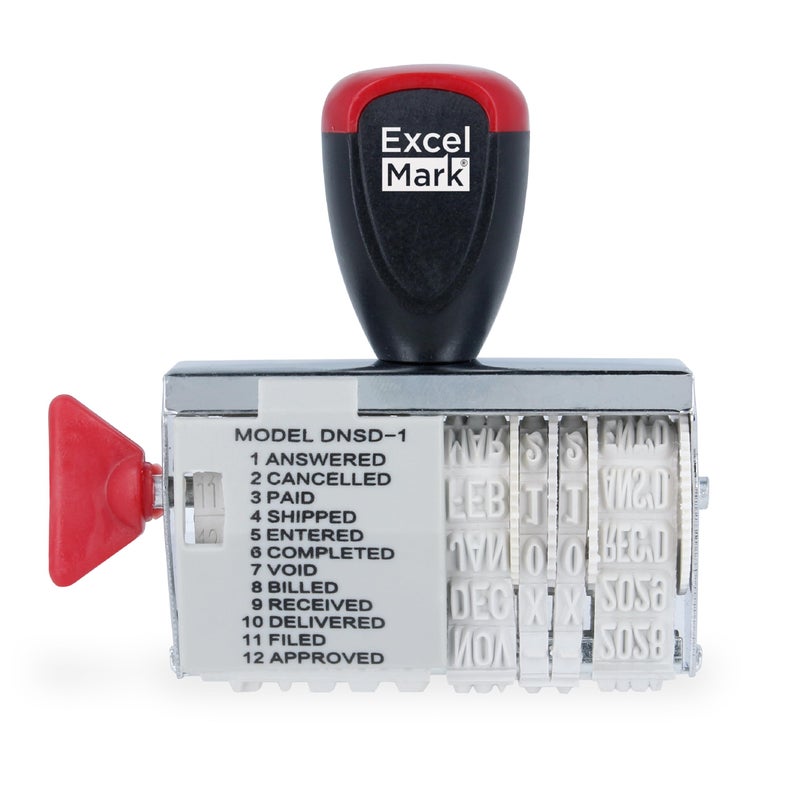 ExcelMark 12 Phrase Dater Rubber Stamp - Image 1